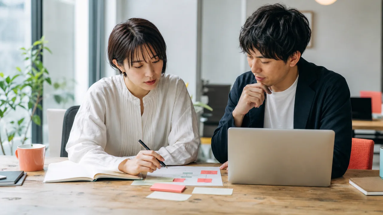 募集記事に記載する内容を整理している様子